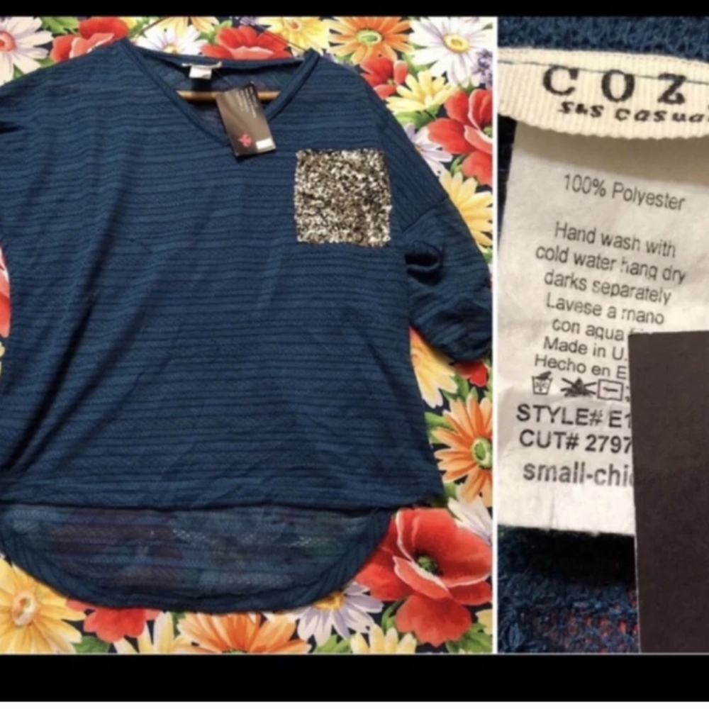 COZ  Blue Shirt with Gold Pocket
